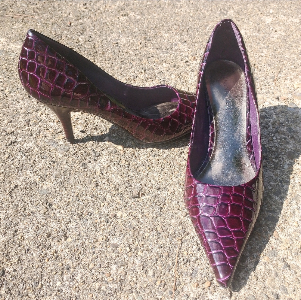 Nine West "Nova" Purple Crocodile Pointed Toe 5